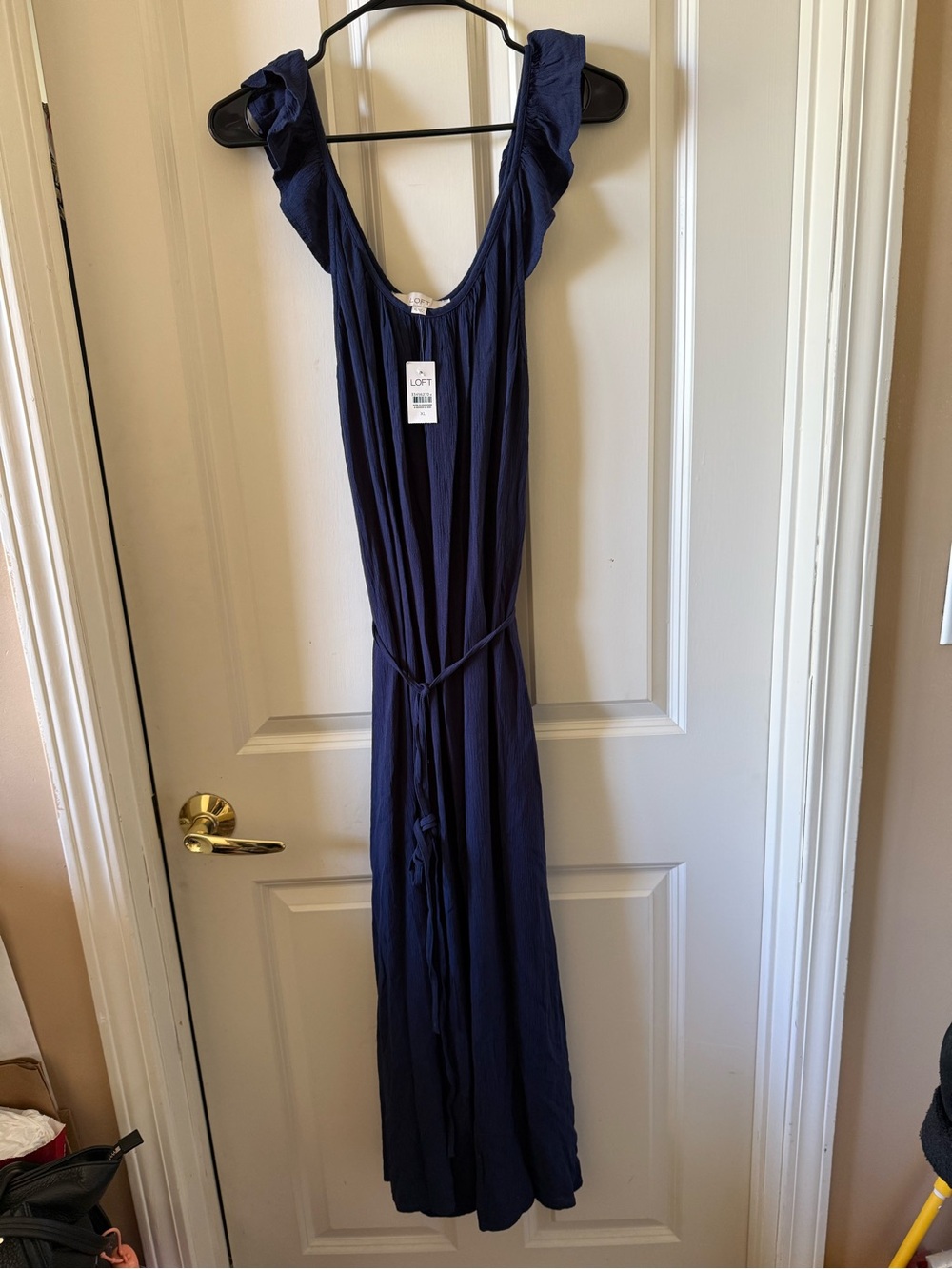 LOFT Deep Navy Gathered Neckline Maxi Dress